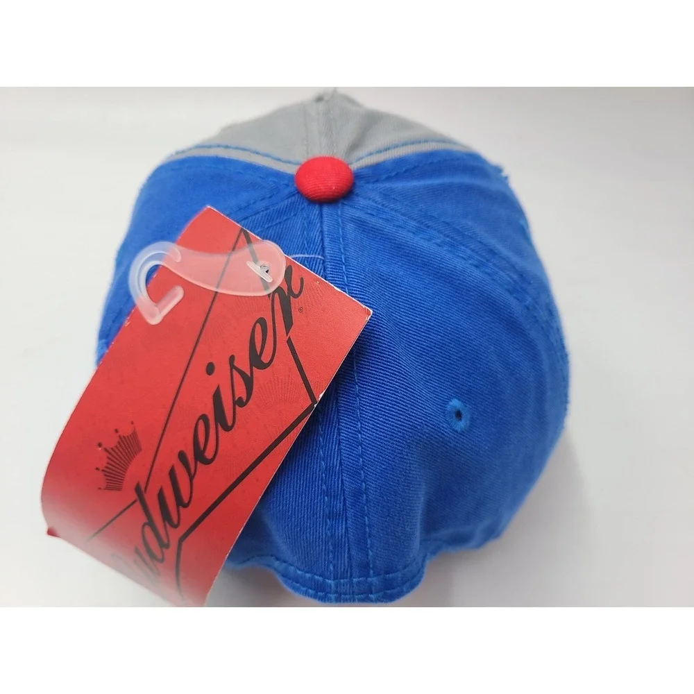 Budweiser King of‎ Beers Distressed Snapback Hat Cap Bud Men Women Gray Red Blue